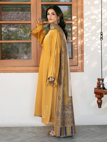MEHR IZEL WINTER 2026 EMBROIDERED DHANAK 3PC WITH PASHMINA WOOL SHAWL