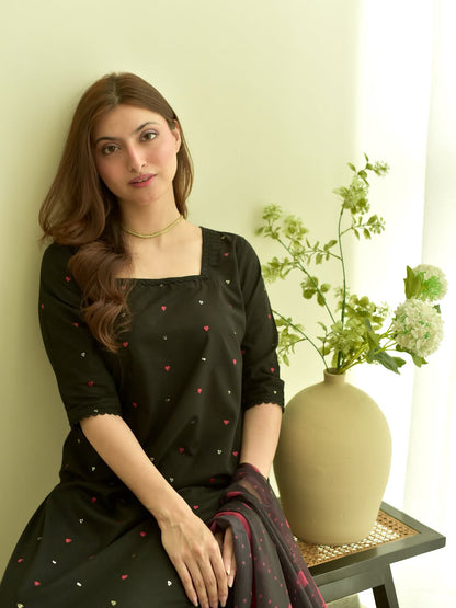 BLACK-HEART SUMMER SPECIAL'S UNSTICHED EMBROIDERED LAWN 3PC WITH CHIFFON DUPPATA
