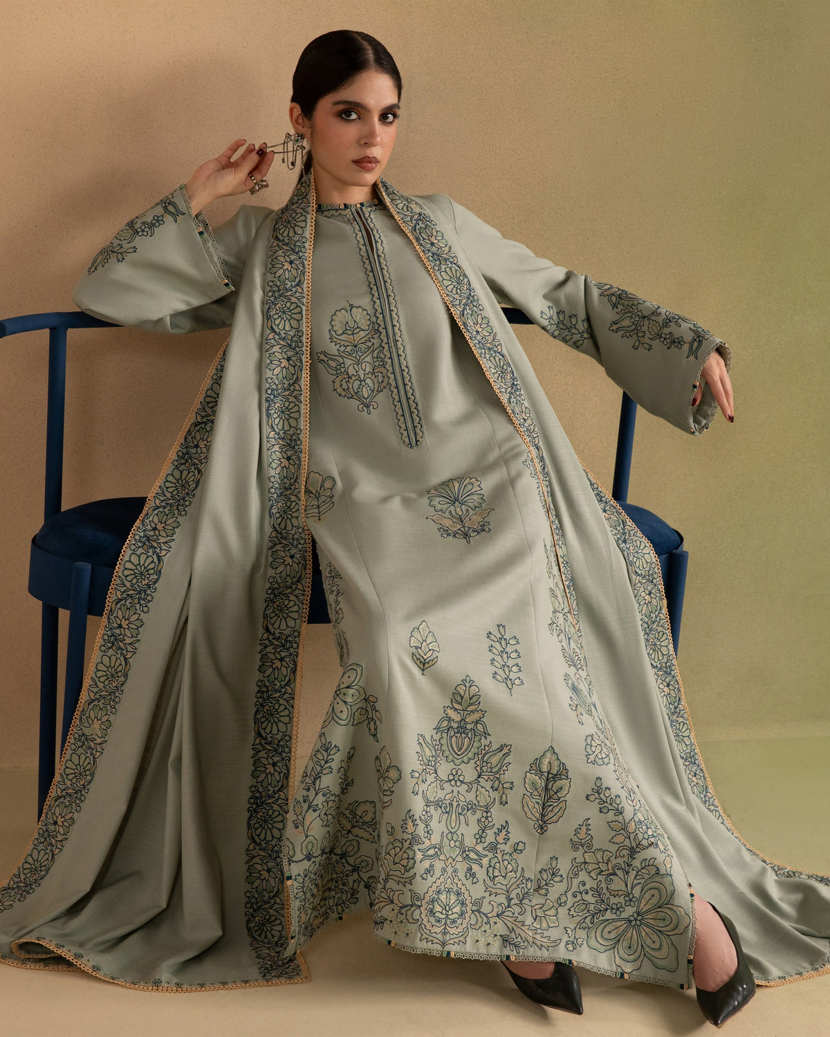 PISTACHIO WINTER 2026 EMBROIDERED DHANAK 3PC WITH EMBROIDERED DHANAK SHAWL