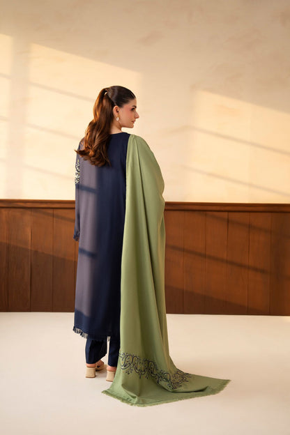 KOHRA (NAVY) WINTER 2026 EMBROIDERED DHANAK 3PC WITH EMBROIDERED DHANAK SHAWL
