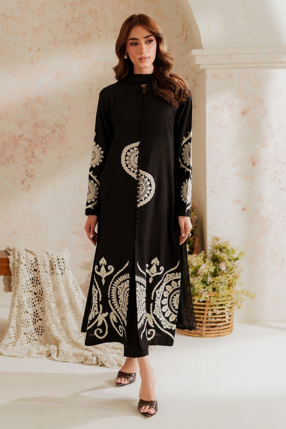 ZIMAL WINTER 2026 EMBROIDERED DHANAK 3PC WITH EMBROIDERED DHANAK SHAWL