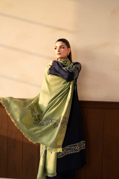 KOHRA (NAVY) WINTER 2026 EMBROIDERED DHANAK 3PC WITH EMBROIDERED DHANAK SHAWL