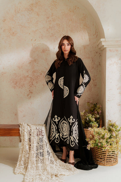 ZIMAL WINTER 2026 EMBROIDERED DHANAK 3PC WITH EMBROIDERED DHANAK SHAWL