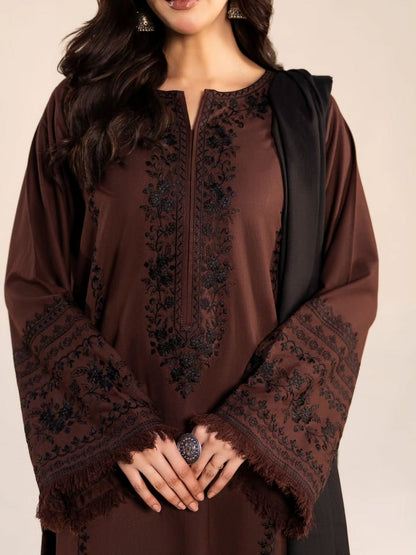 SANAM WINTER 2026 EMBROIDERED DHANAK 3PC WITH EMBROIDERED DHANAK SHAWL