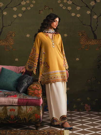 ETHNIC WINTER 2026 EMBROIDERED DHANAK 3PC WITH COTRAI PRINT SHAWL
