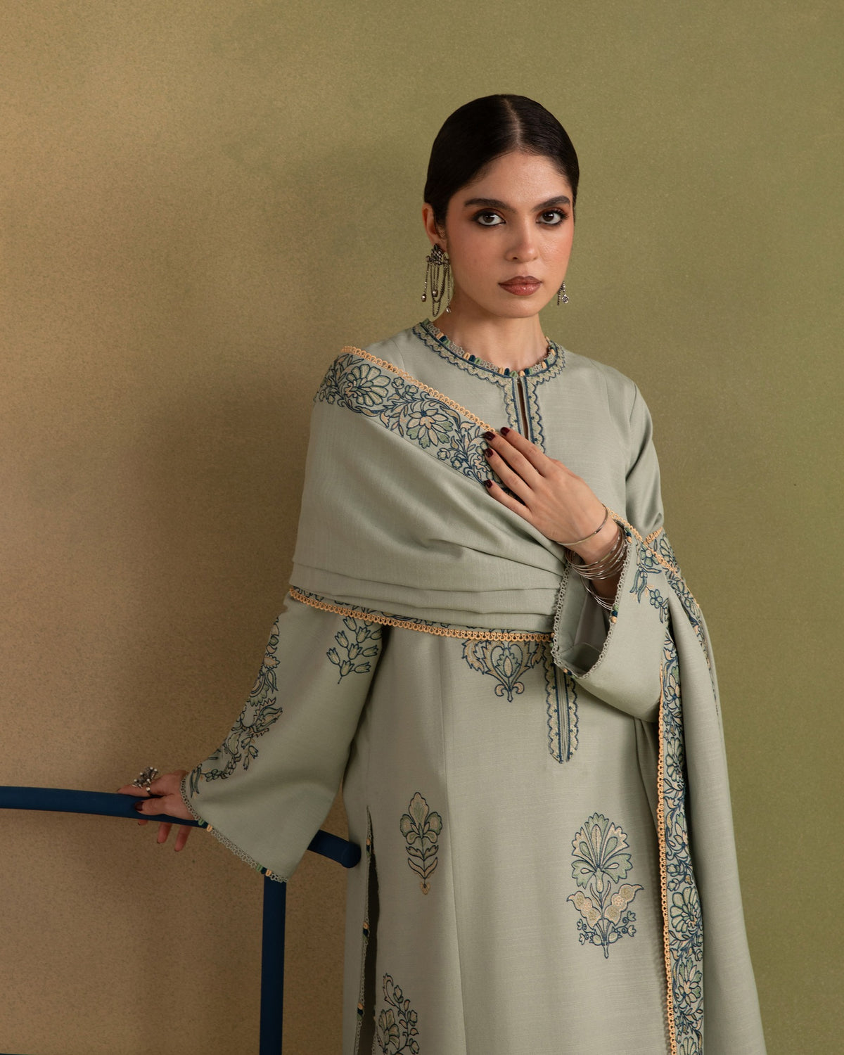 PISTACHIO WINTER 2026 EMBROIDERED DHANAK 3PC WITH EMBROIDERED DHANAK SHAWL