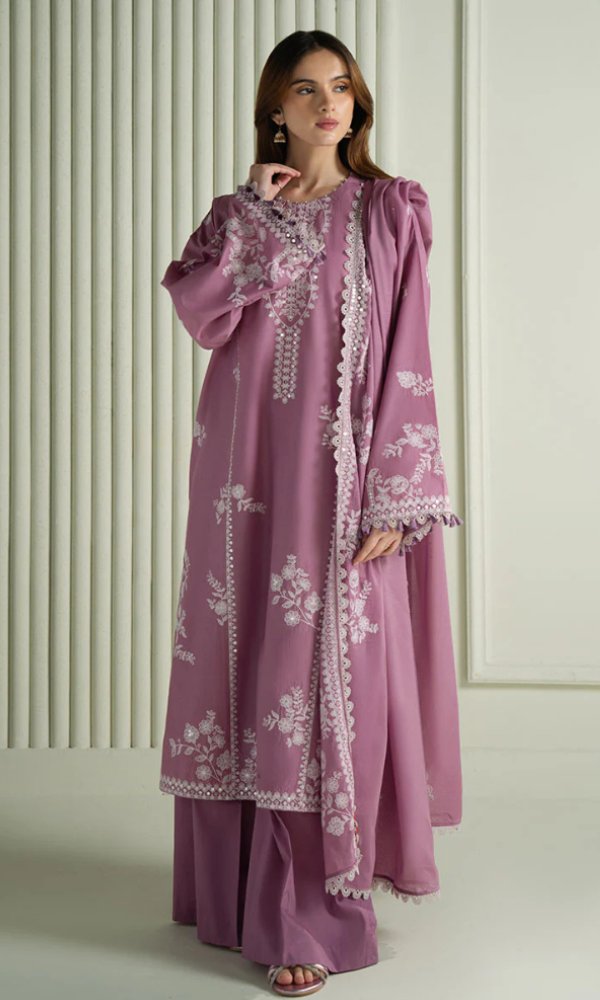 CROSS STITCH WINTER 2026 EMBROIDERED UNSTITCHED DHANAK 3PC WITH EMBROIDERED DHANAK SHAWL