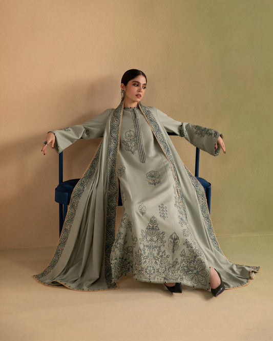 PISTACHIO WINTER 2026 EMBROIDERED DHANAK 3PC WITH EMBROIDERED DHANAK SHAWL