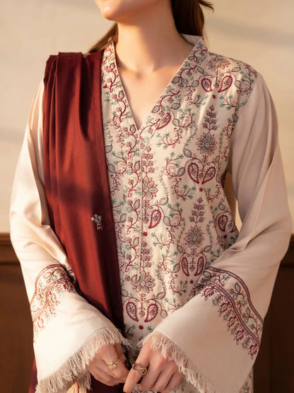 KOHRA WINTER 2026 EMBROIDERED DHANAK 3PC WITH EMBROIDERED DHANAK SHAWL