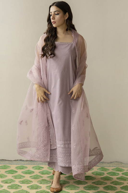 DYOT SUMMER SPECIAL'S UNSTICHED EMBROIDERED LAWN 3PC WITH ORGANZA DUPPATA